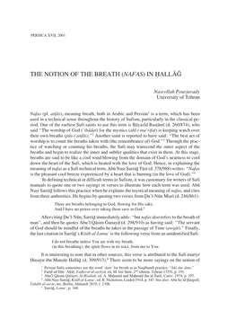 The Notion of the Breath (Nafas) in Оallag