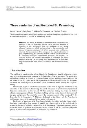 Three Centuries of Multi-Storied St. Petersburg