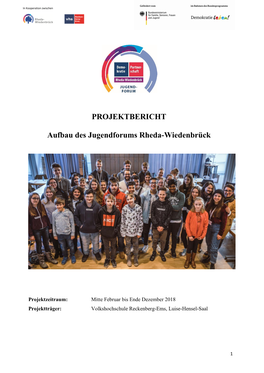 PROJEKTBERICHT Aufbau Des Jugendforums Rheda-Wiedenbrück