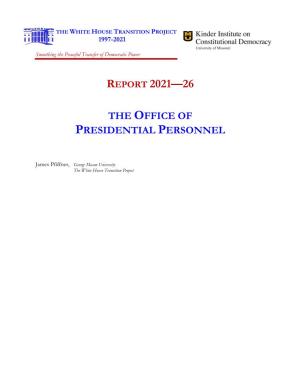Report 2021—26 the Office of Presidential Personnel