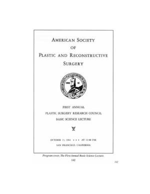 The Plastic Surgery Research Council Basic Science Lectures