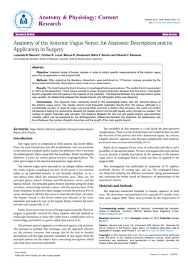 Anatomy of the Anterior Vagus Nerve: an Anatomic Description and Its Application in Surgery Leopoldo M