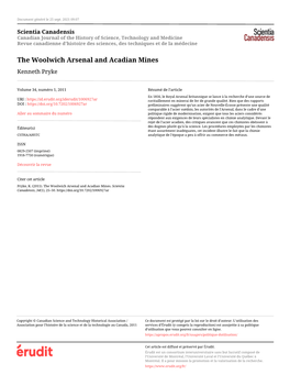 The Woolwich Arsenal and Acadian Mines Kenneth Pryke