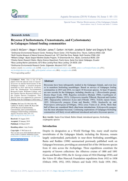 Bryozoa (Cheilostomata, Ctenostomata, and Cyclostomata) in Galapagos Island Fouling Communities