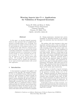 Weaving Aspects Into C++ Applications for Validation of Temporal Invariants