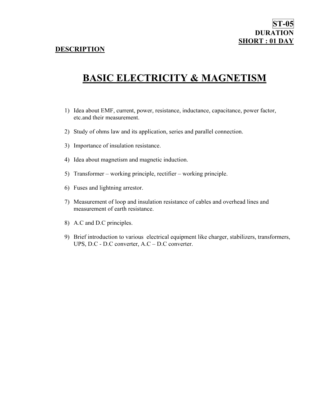 Basic Electricity and Magnetism