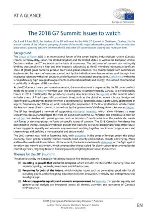 The 2018 G7 Summit: Issues to Watch