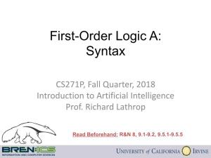 FOL Syntax: You Will Be Expected to Know
