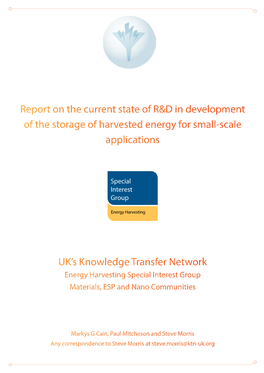 Report on the Current State of R&D in Development of the Storage of Harvested Energy for Small-Scale Applications UK's