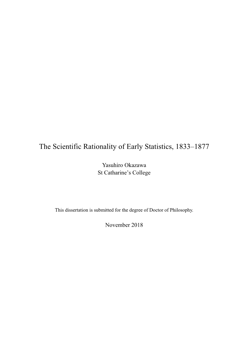 The Scientific Rationality of Early Statistics, 1833–1877