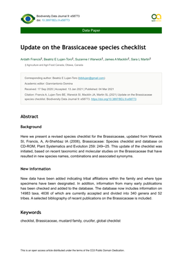 Update on the Brassicaceae Species Checklist