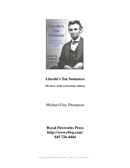 Lincoln's Ten Sentences Michael Clay Thompson Royal Fireworks Press