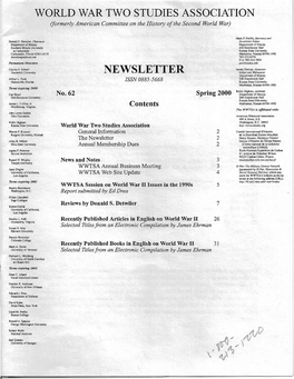NEWSLETTER Editor Al/(I Webmaster Department of History Arthur L