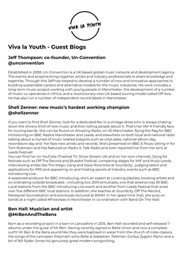 Viva La Youth Guest Biogs