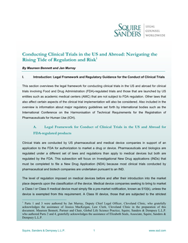 Conducting Clinical Trials in the US and Abroad: Navigating the Rising Tide of Regulation and Risk1