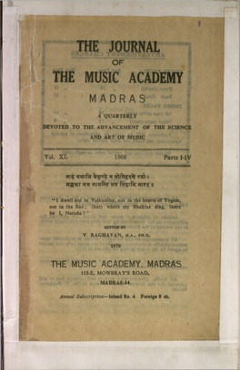 The Journal the Music Academy M a D R a S'