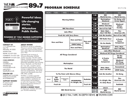 Program Schedule 01/11/16