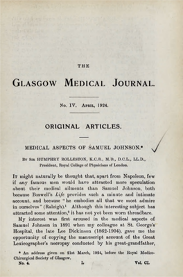 Medical Aspects of Samuel Johnson*