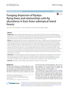 Foraging Dispersion of Ryukyu Flying-Foxes and Relationships with Fig Abundance in East-Asian Subtropical Island Forests