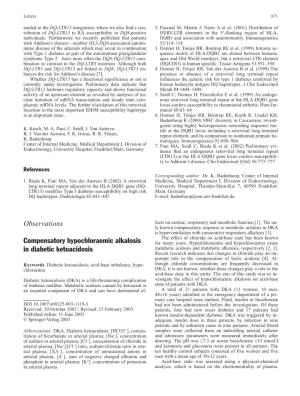 Observations Compensatory Hypochloraemic Alkalosis In