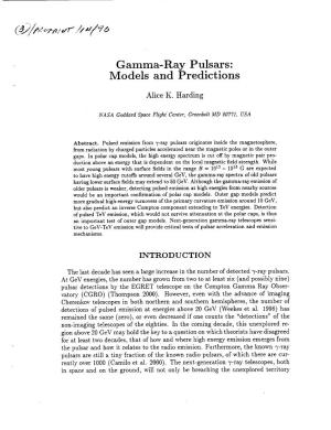 Gamma-Ray Pulsars: Models and Predictions