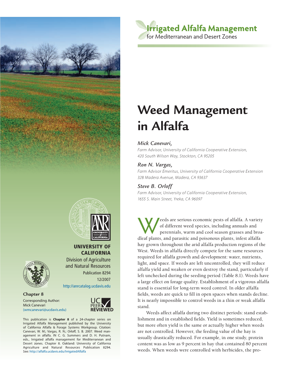 Weed Management in Alfalfa
