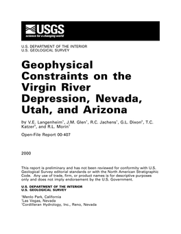 Geophysical Constraints on the Virgin River Depression, Nevada, Utah, and Arizona by V.E