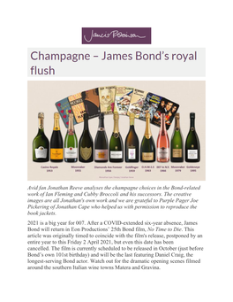 Avid Fan Jonathan Reeve Analyses the Champagne Choices in the Bond-Related Work of Ian Fleming and Cubby Broccoli and His Successors