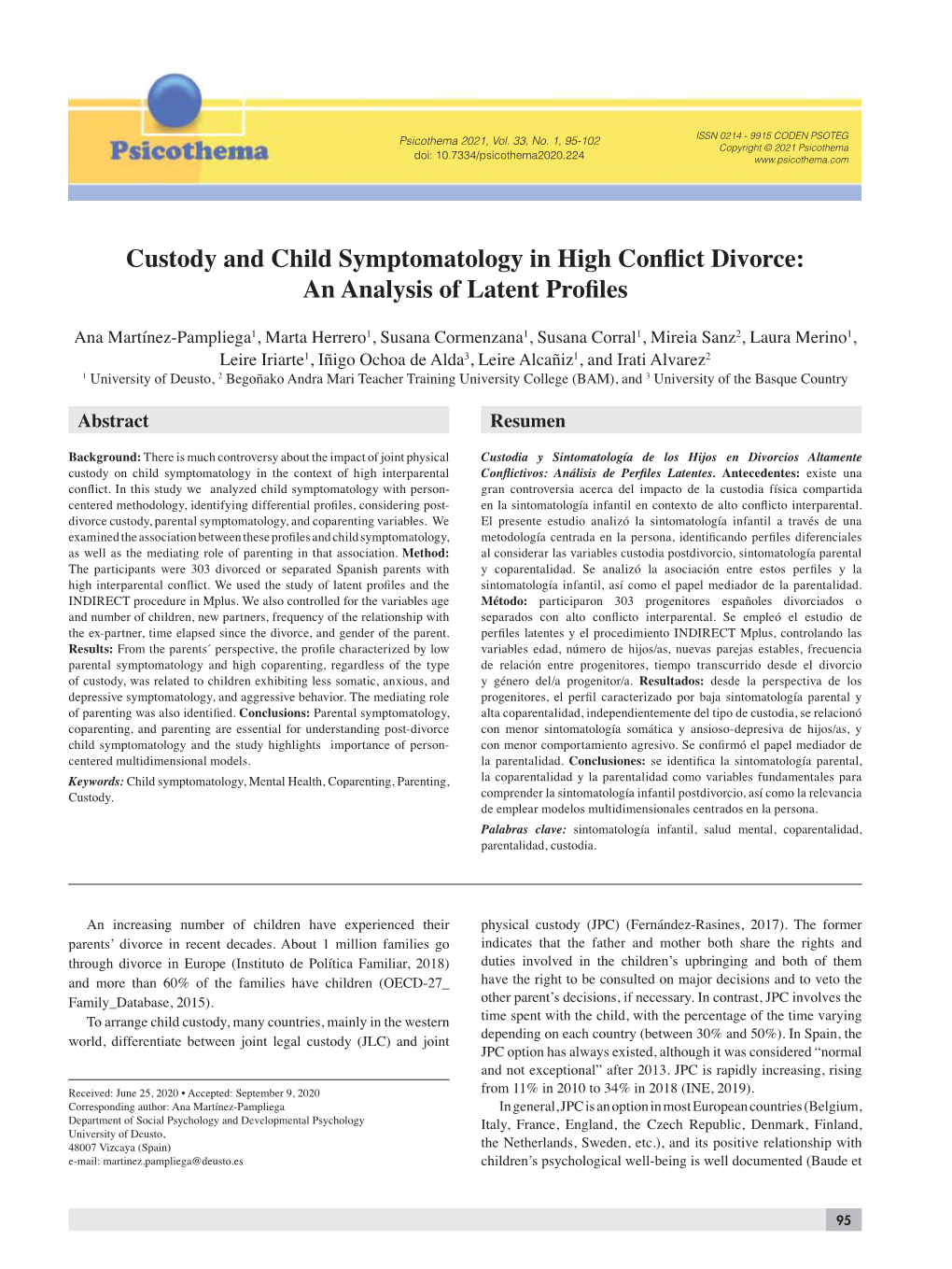 Custody and Child Symptomatology in High Conflict Divorce: an Analysis of Latent Profiles Characterized by Hostility, Escalating Distress, and Detachment