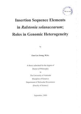 Insertion Sequence Elements in Ralstonia Solanacearum: Roles In