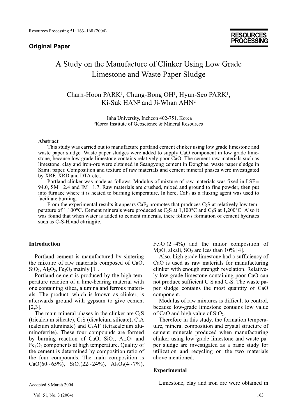 A Study on the Manufacture of Clinker Using Low Grade Limestone and Waste Paper Sludge