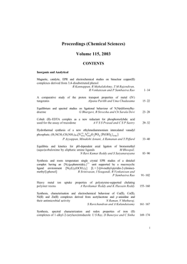 Proceedings (Chemical Sciences) Volume 115, 2003