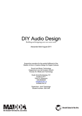 DIY Audio Design Building and Designing Your Own Sonic Tools