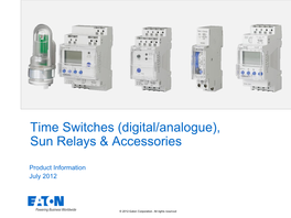Time Switches (Digital/Analogue), Sun Relays & Accessories