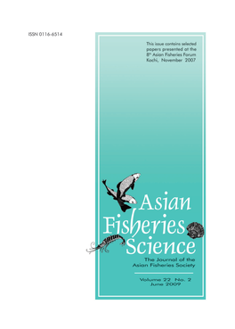 The Journal of the Asian Fisheries Society Volume 22, Number 2, June 2009