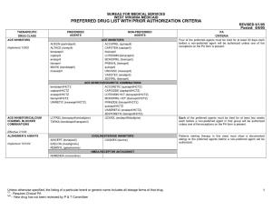 Preferred Drug List with Prior Authorization Criteria