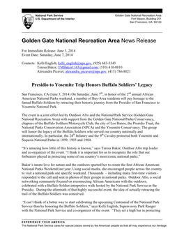 Golden Gate National Recreation Area News Release
