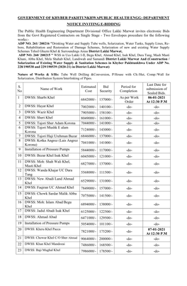 Government of Khyber Pakhtunkhwapublic Health Engg: Department