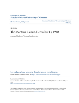 The Montana Kaimin, December 13, 1940