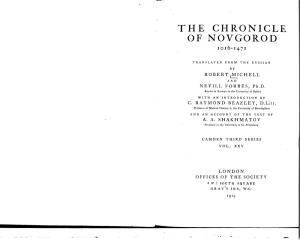 The Chronicle of Novgorod 1016-1471