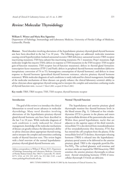 Review: Molecular Thyroidology