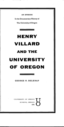 Villard and the University of Oregon