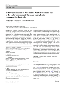 Dietary Contribution of Wild Edible Plants to Women's Diets in the Buffer