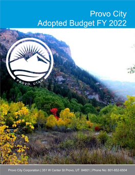 Provo City Adopted Budget FY 2022