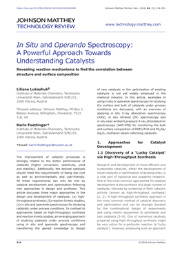 In Situ and Operando Spectroscopy: a Powerful Approach Towards