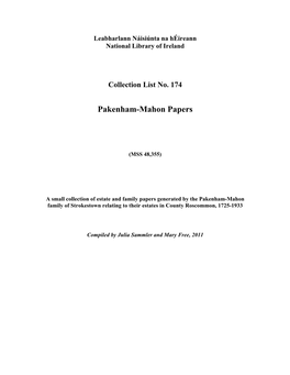 Pakenham-Mahon Papers