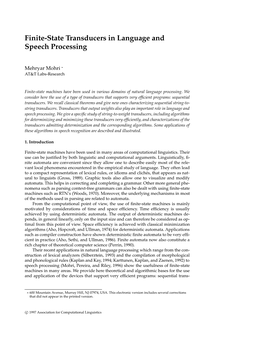 Finite-State Transducers in Language and Speech Processing