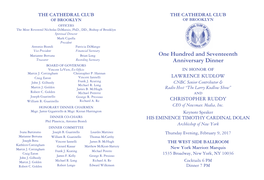 One Hundred and Seventeenth Anniversary Dinner in Honor of LAWRENCE KUDLOW & CHRISTOPHER RUDDY Msgr