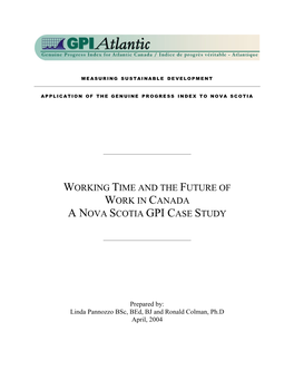 Working Time and the Future of Work in Canada a Nova Scotia Gpi Case Study