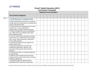Praxis® Health Education (5551) Curriculum Crosswalk Required Course Numbers